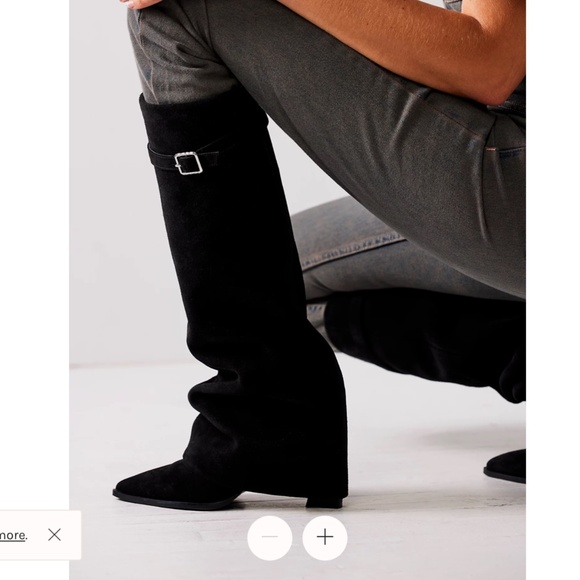 Free People Felicity Black Suede Boots size 7 - Picture 1 of 13